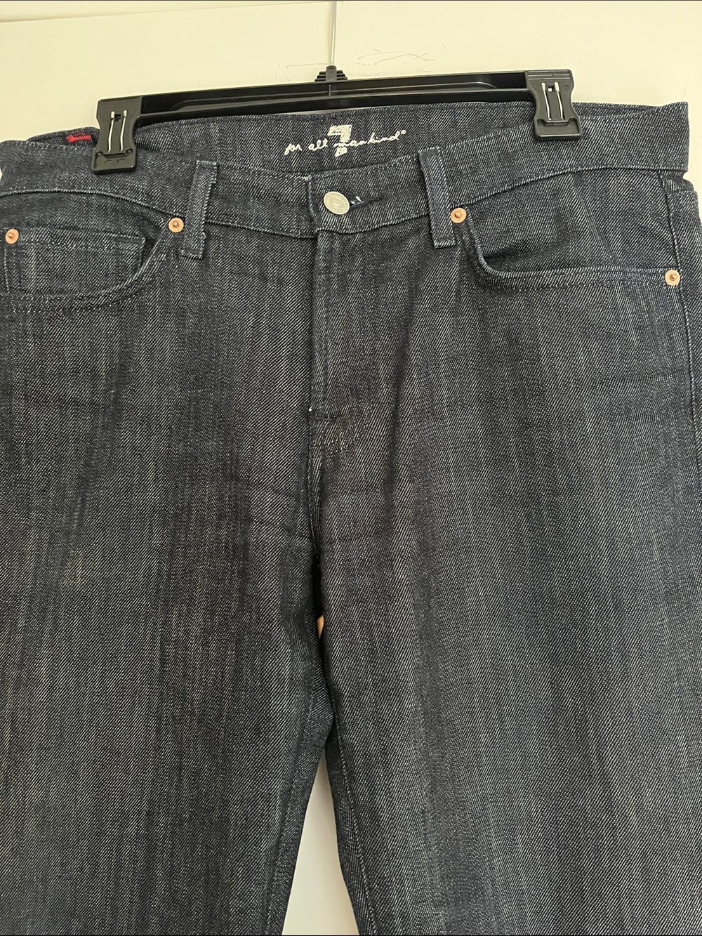 7 For All Mankind Boot Cut Dark Indigo Jeans 34 - Picture 3 of 9